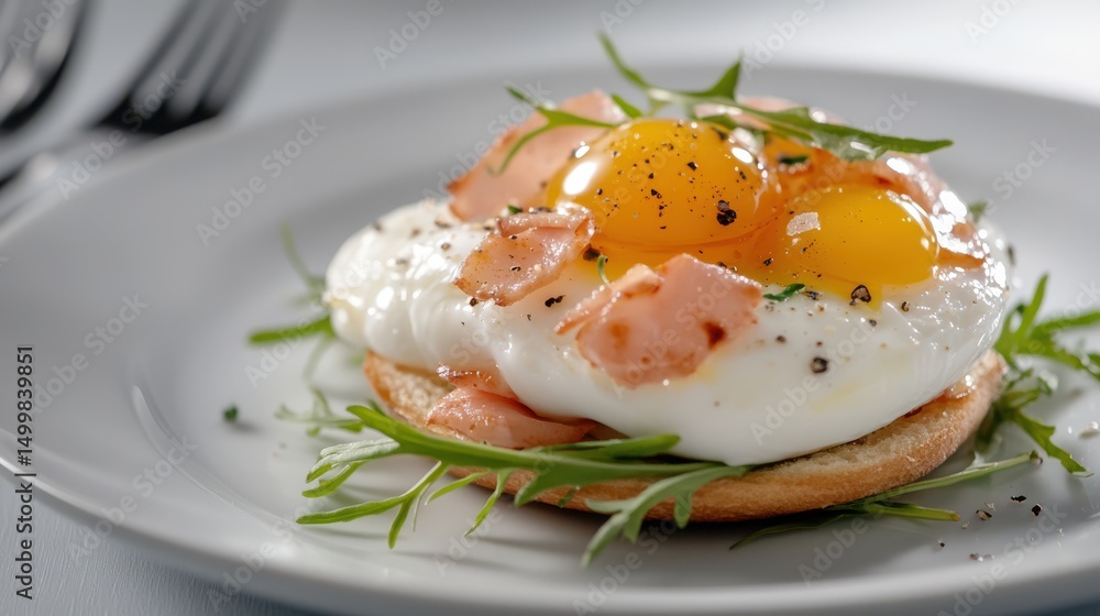 Deliciously Plated Sandwich with Fried Egg Highlighting Breakfast Bliss Deliciously Plated Sandwich with Fried Egg Highlighting Breakfast Bliss