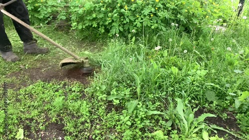 lawn mower in the grass