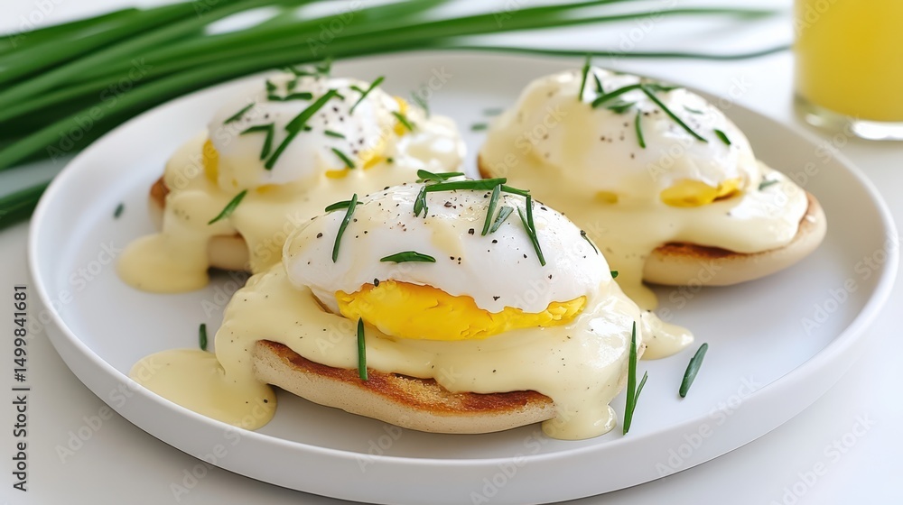 Delicious Freshly Cooked Eggs Served on a White Plate for Breakfast Delicious Freshly Cooked Eggs Served on a White Plate for Breakfast