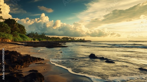 Fototapeta Naklejka Na Ścianę i Meble -  View of Nusa Dua beach in southern Bali, Indonesia.