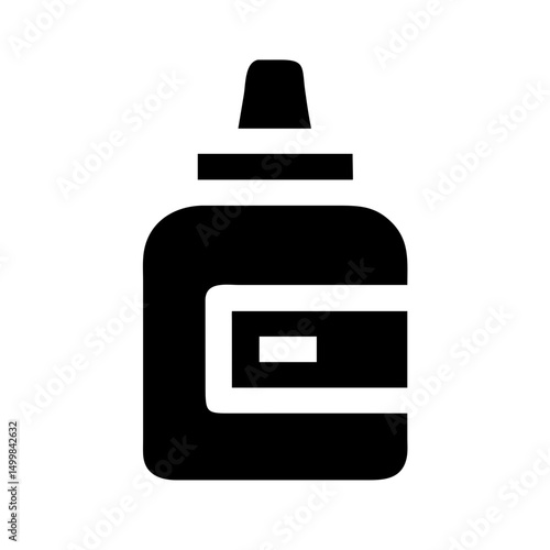Black and White Glue Bottle Icon Illustration