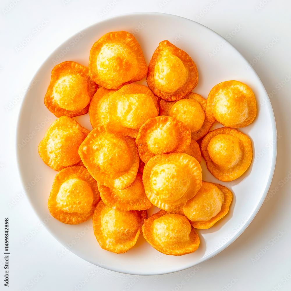 Fried ravioli on a plate on white background Fried ravioli on a plate on white background