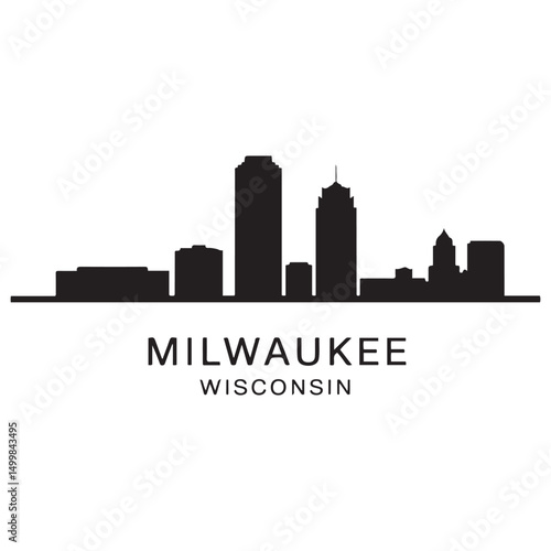 Milwaukee skyline horizontal banner. Black Milwaukee, Wisconsin. Vector template for your design. Vector black silhouette. with white background