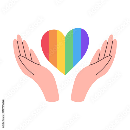 LGBTQ heart and hand. Pride month. Vector illustration.