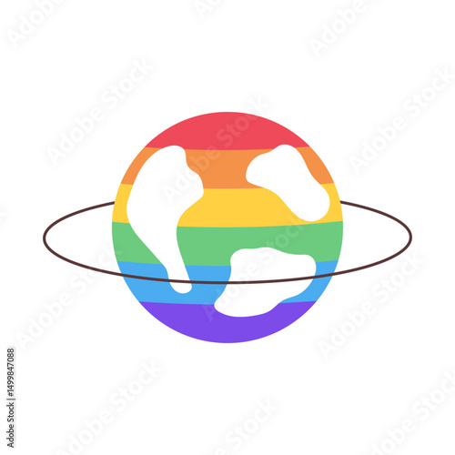 Rainbow planet LGBTQ pride world. Vector illustration.