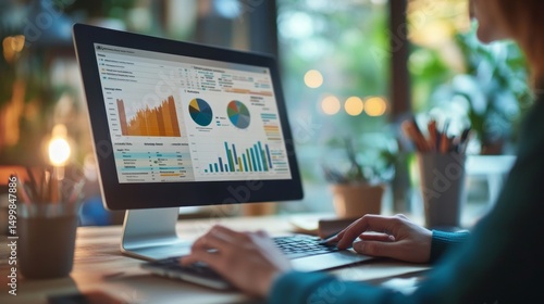 Employee Using ESG Dashboard to Track Corporate Metrics Effectively