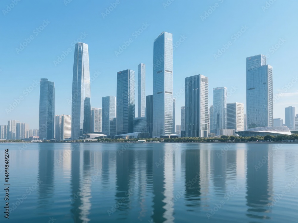 Fototapeta premium Modern Skyscrapers Reflected in Water