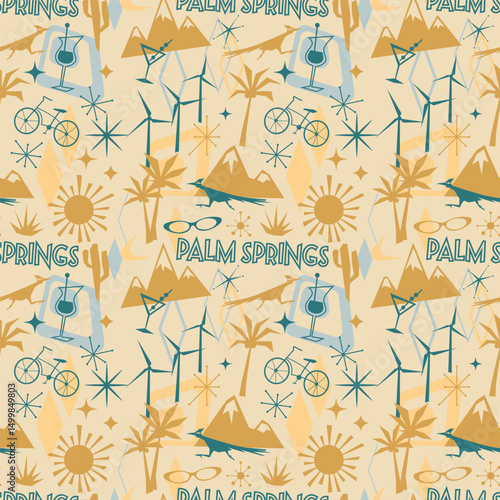 Palm Springs retro atomic age style pattern Retro Icons. Mid Century California vintage Design