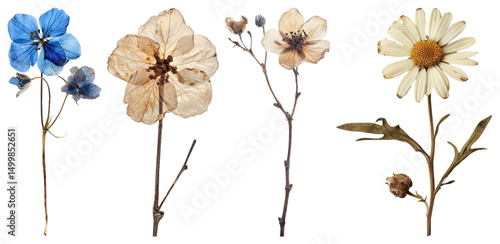 PNG Pressed wildflowers artistic display, element set on transparent background