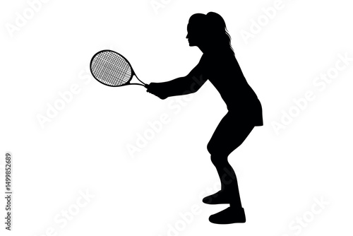 Female tennis player in silhouette preparing to hit a forehand shot
