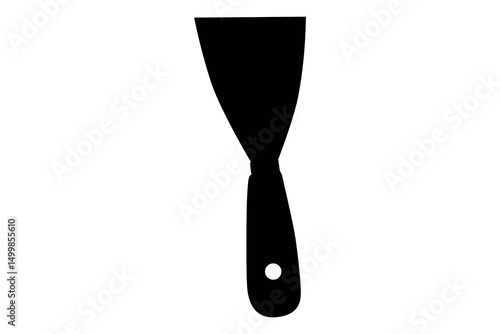 Black silhouette of a putty knife or scraper tool on a white background