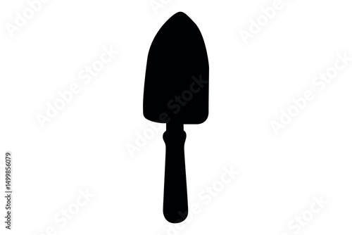 Black silhouette of a garden trowel isolated on a white background