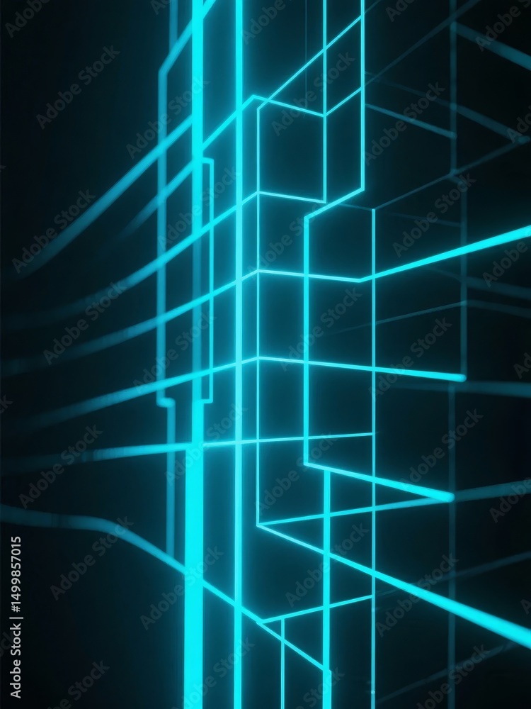 Abstract Neon Light Grid on Dark Background Abstract Neon Light Grid on Dark Background