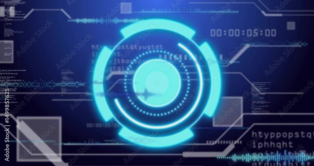 At startup 3D HUD circular interface rotating rings and refreshing code to visualize system status At startup 3D HUD circular interface rotating rings and refreshing code to visualize system status