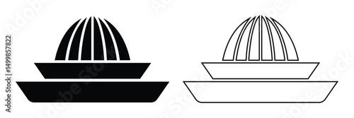 Lemon squeezer icons. Orange lemon squeezer vector fill and outline symbol on white background. Vector illustration.