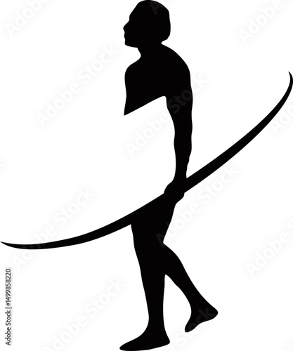 silhouette of a surfer vector on transparent background