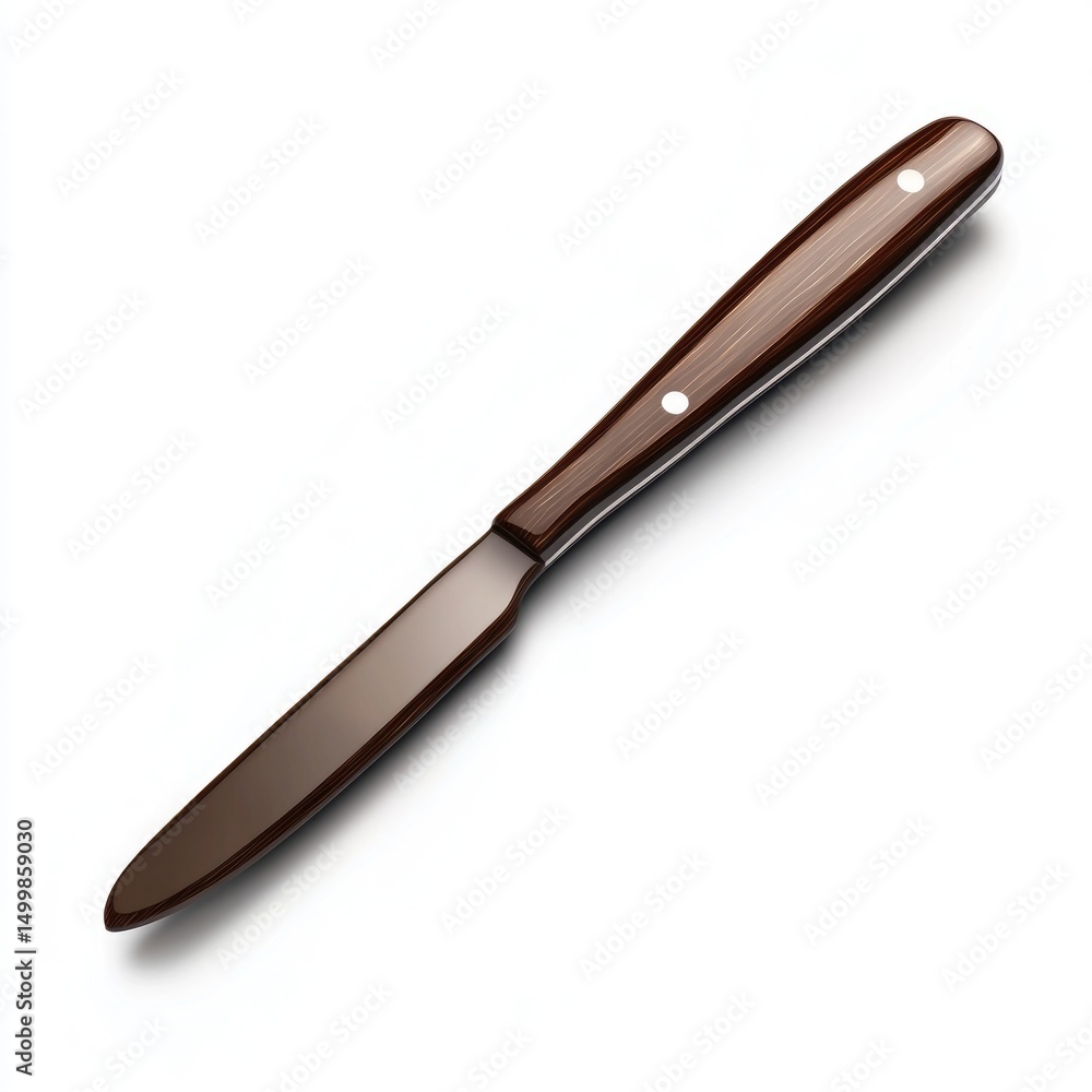 A dark brown handled knife, blade facing down A dark brown handled knife, blade facing down