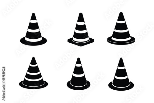 Traffic cone silhouette vector bundle  illustration, Traffic cone silhouette 