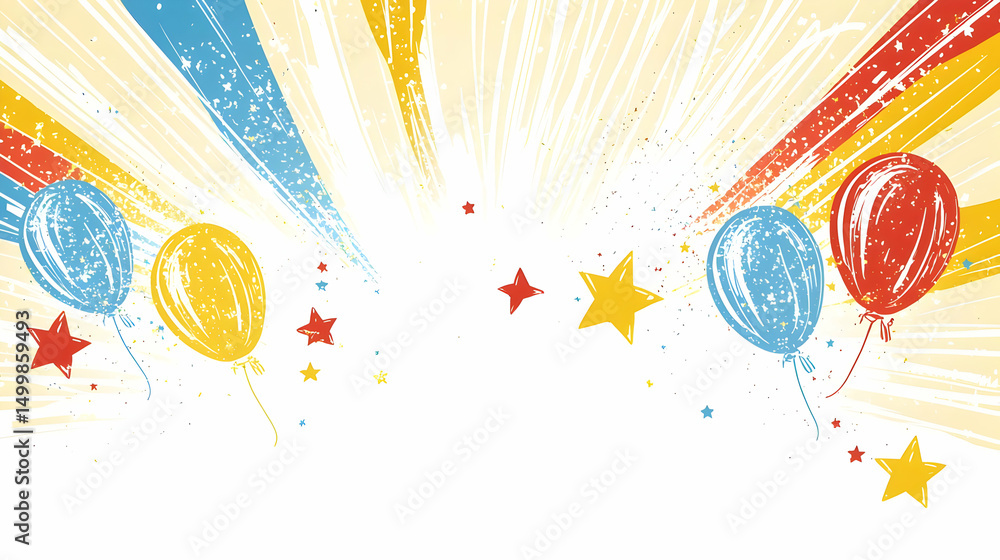 Colorful Celebration Background With Balloons And Stars Colorful Celebration Background With Balloons And Stars
