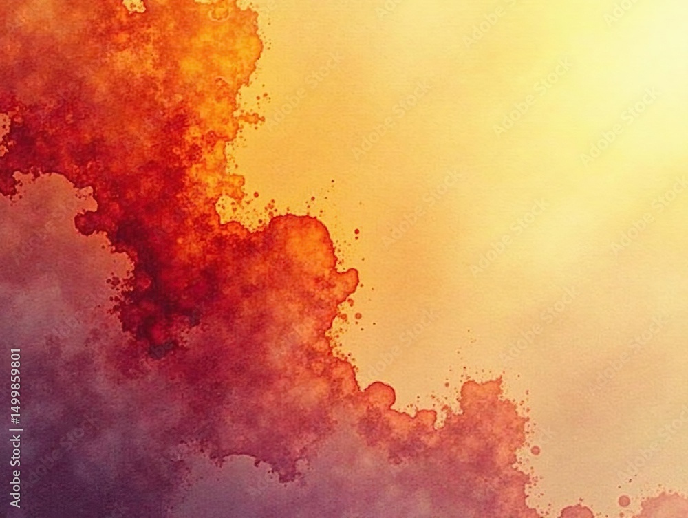 Obraz premium Soft orange, yellow, red watercolor blend Fractal patterns, light intensity, flowing effect , fractal, dreamy, contemporary