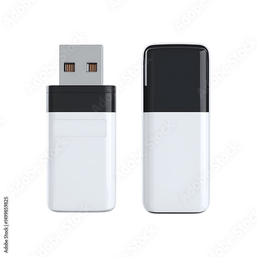 White and black usb flash drive mockup