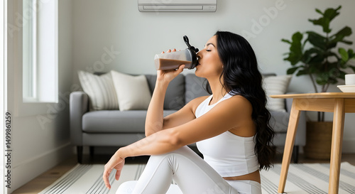 Athlete drinking a protein shake after a workout, representing post-exercise nutrition