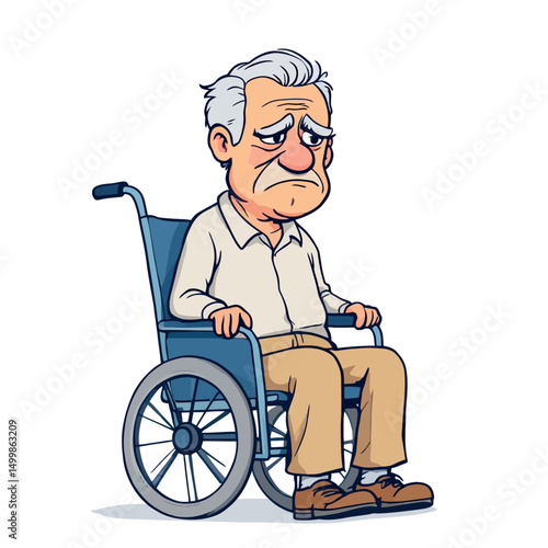 Vsai sad senior man sitting in wheelchair expressing loneliness and despair