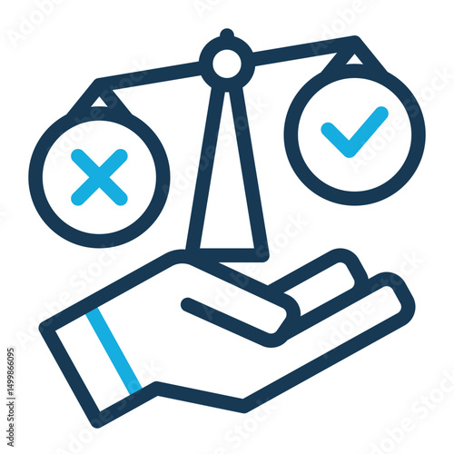 An icon symbolizing decision making, representing the process of making choices, evaluating options, and determining direction. Suitable for concepts like leadership and planning. (Color Outline Style