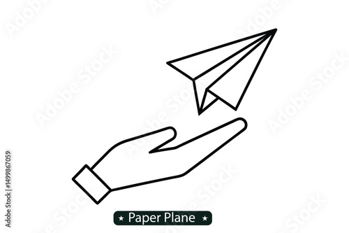 Paper plane line art  vector bundle, Paper plane silhouette 