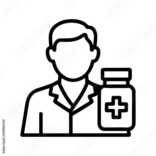Icon man doctor pharmacist on white background vector
Vector line icon profession