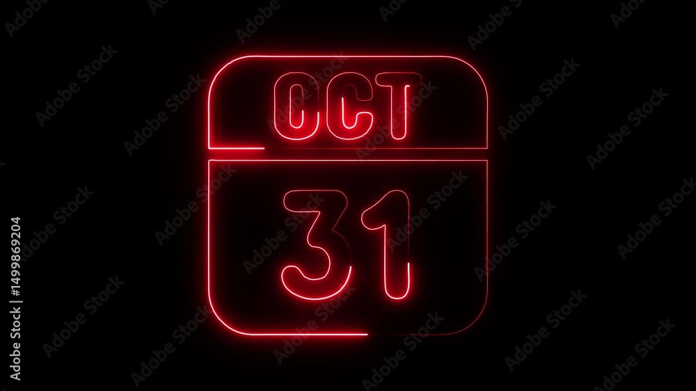 Glowing neon 31 october icon isolated on black background.a neon sign with a calendar that says Glowing neon 31 october icon isolated on black background.a neon sign with a calendar that says