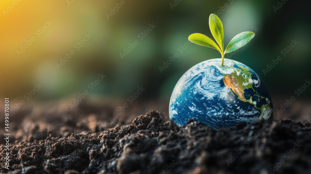 Planet earth with lush plants. Earth Day theme background wallpaper. Planet earth with lush plants. Earth Day theme background wallpaper.
