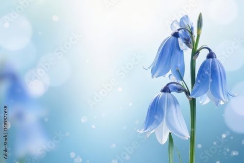 Delicate, repeating bluebell pattern; soft, pastel tones , bluebells, botanical, art