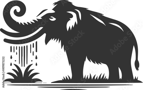 Wild animal mammoth vector silhouette