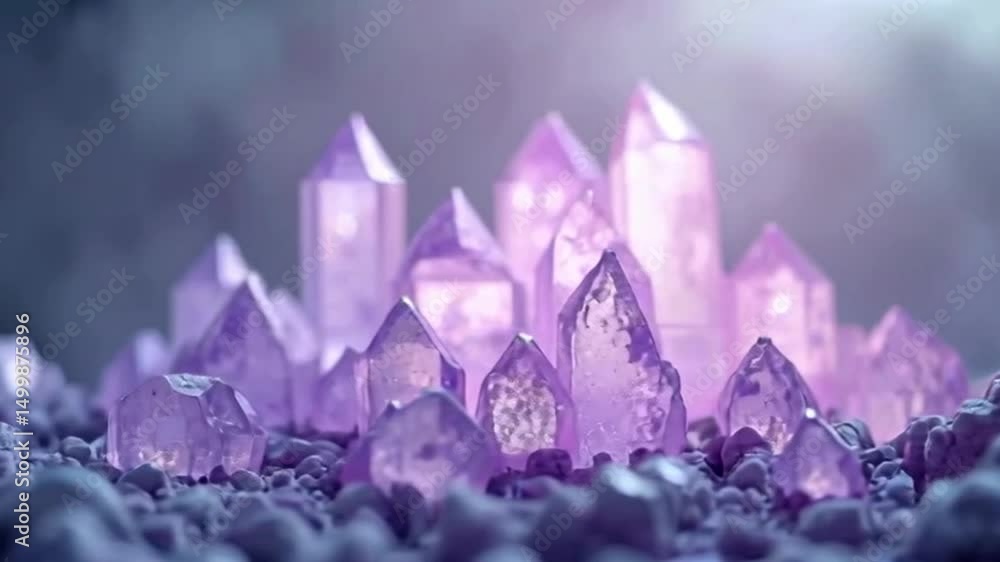 Glowing Crystals Cluster Close Up on Smooth White Rocks Texture Glowing Crystals Cluster Close Up on Smooth White Rocks Texture