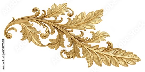 Golden Leaf Scroll Ornament...