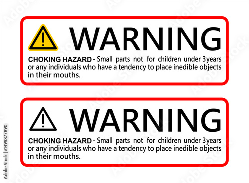 Warning: choking hazard vector design.