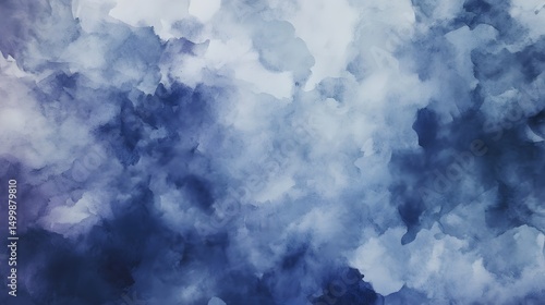 Abstract watercolor wash design in shades of blue and gray.