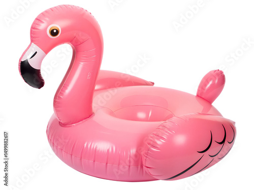 Inflatable Pink Flamingo Pool Float Isolated on transparent background cutout, PNG file, Cutout file