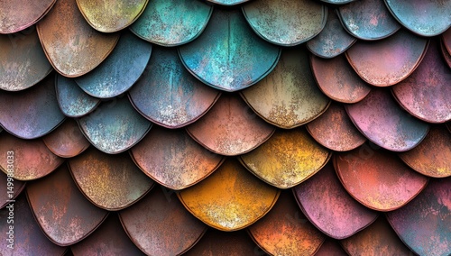 Wallpaper Mural Colorful, overlapping metal scales (1) Torontodigital.ca