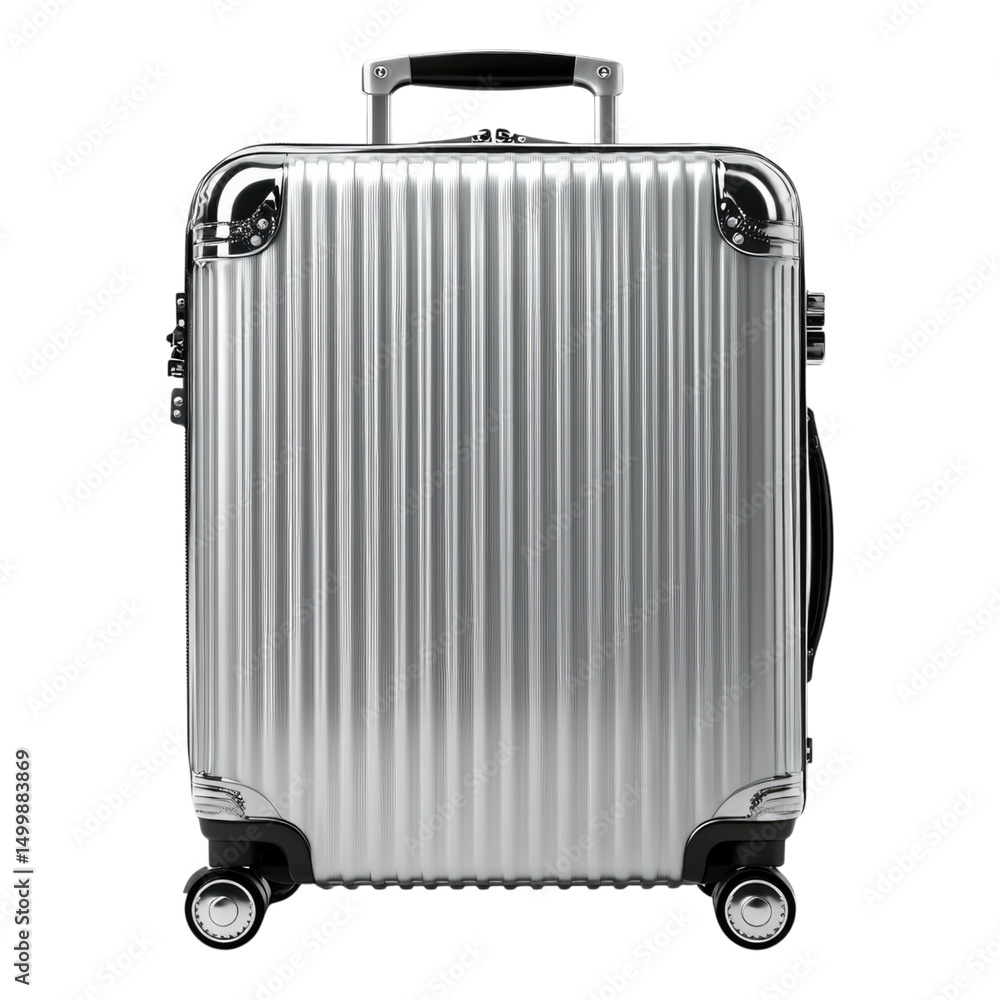 Fototapeta premium Silver Luggage on transparent background