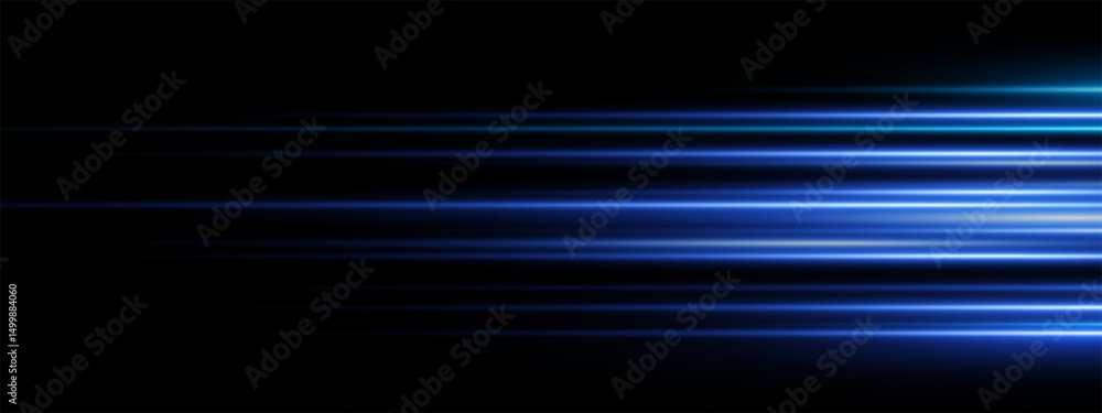 Dynamic blue laser beam with glowing flare and streaks. Futuristic horizontal light effect on dark abstract background. Bright neon glow, digital energy burst and radiant spark. Modern tech design Dynamic blue laser beam with glowing flare and streaks. Futuristic horizontal light effect on dark abstract background. Bright neon glow, digital energy burst and radiant spark. Modern tech design