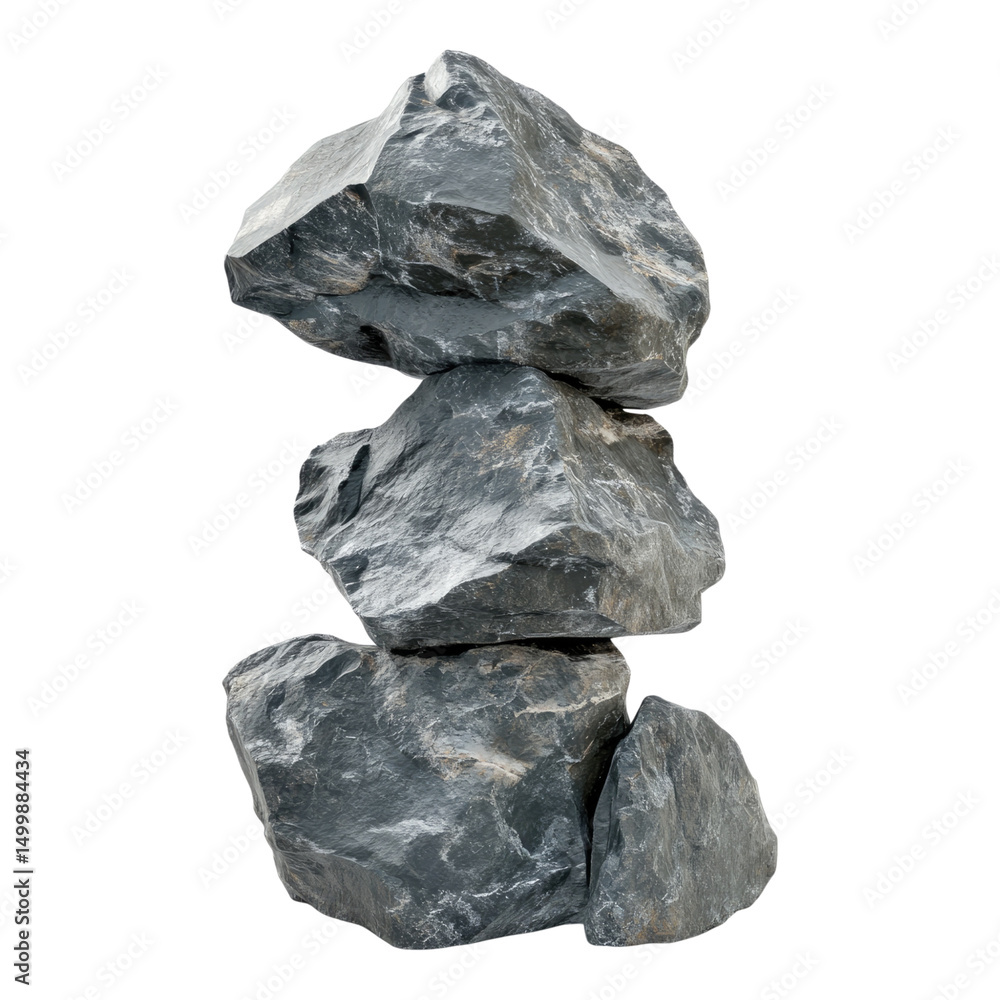 Fototapeta premium Stack of Rocks on transparent background