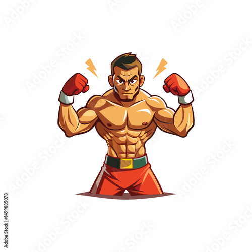 Boxer in Orthodox Fighting Stance  Vector Illustration Design on White Background
