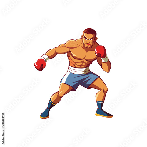 Boxer in Orthodox Fighting Stance  Vector Illustration Design on White Background