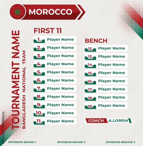 Line up for first 11 of Morocco Sports Team