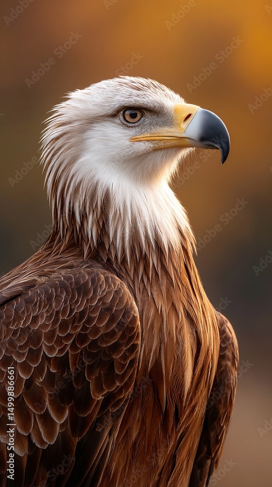Obraz premium Regal eagle portrait bathed in golden light