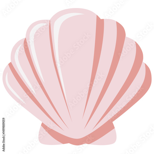 Cartoon pink Sea Shell illustration. Vector isolated illustration on white background