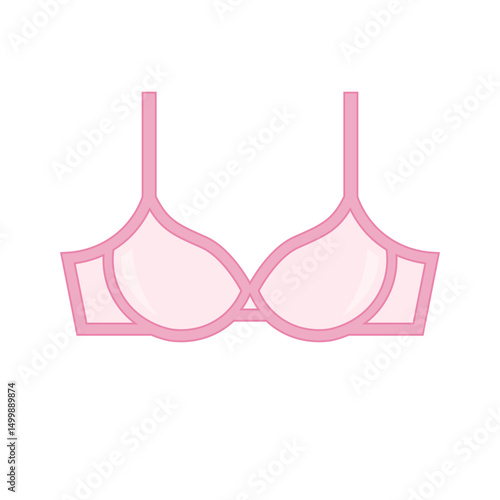 Pink bra vector icon graphic illustration with outline detailing art