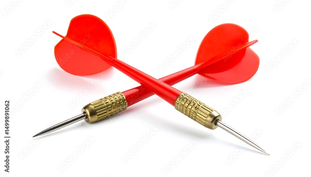 Red Darts Crossed with White Background. Red Darts Crossed with White Background.